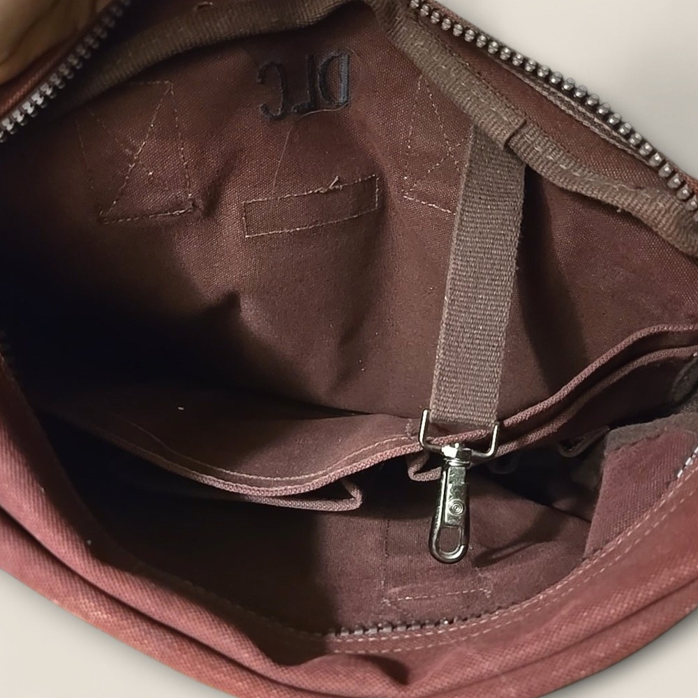 VTG Lands End Briefcase Maroon Canvas Leather Patch DLC Monogram MADE IN USA GUC - Picture 7 of 11